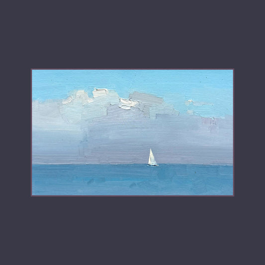 Fog and bright sky, end of October. Lutry Port. 13x20cm