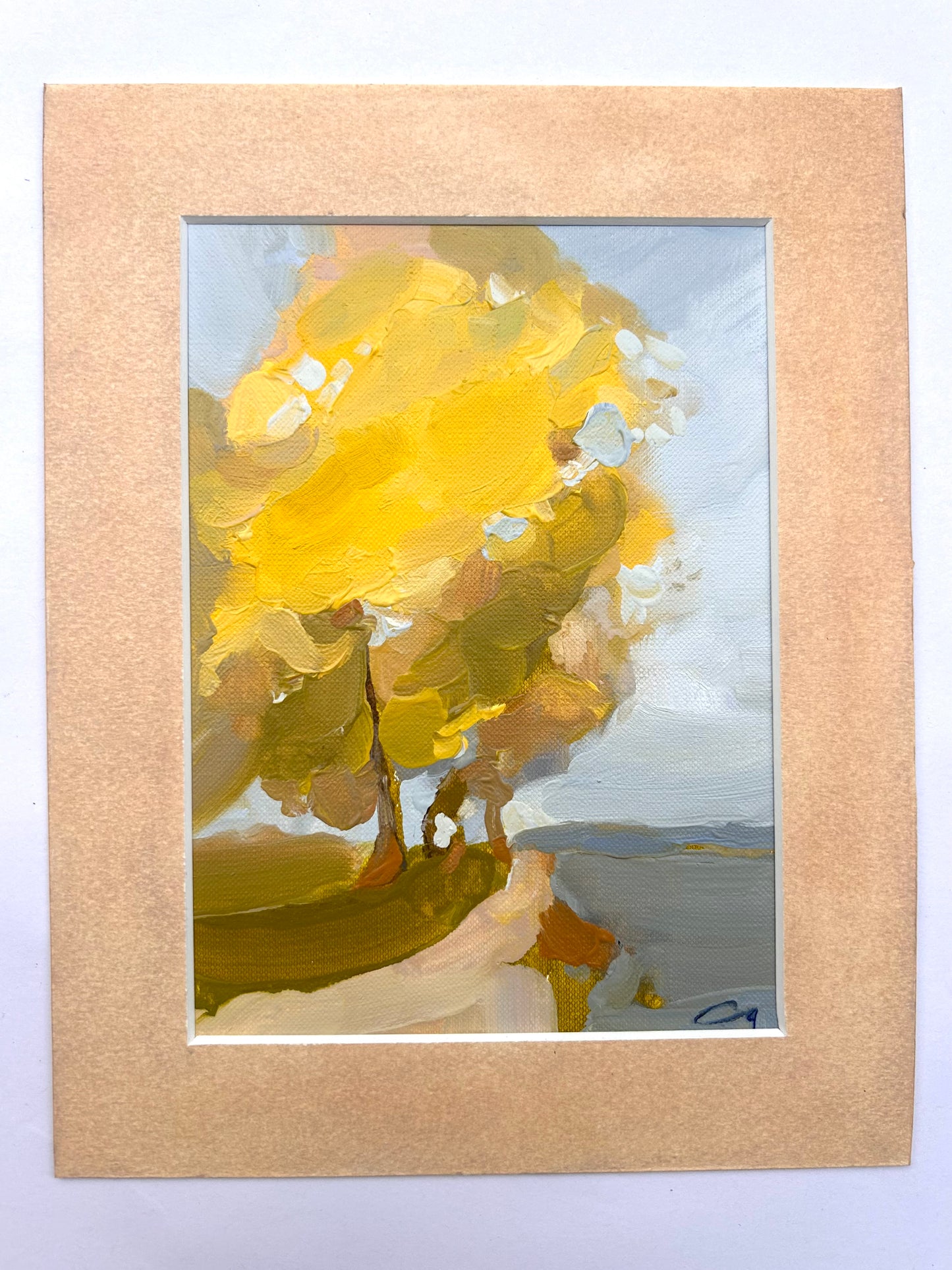 Yellow willows in Lutry plage. 13x18cm