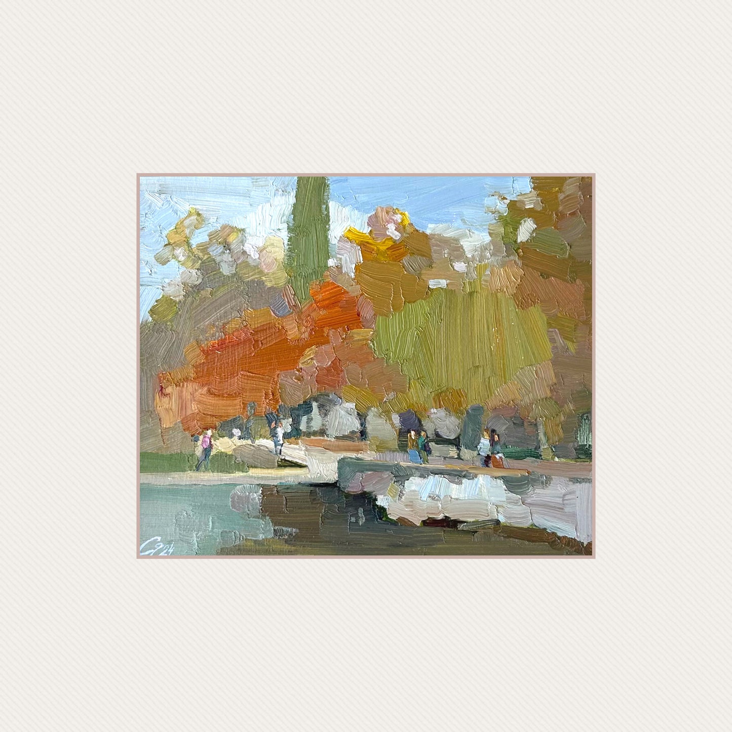 Promenade in Lutry. Hazy day, October. 11x28cm