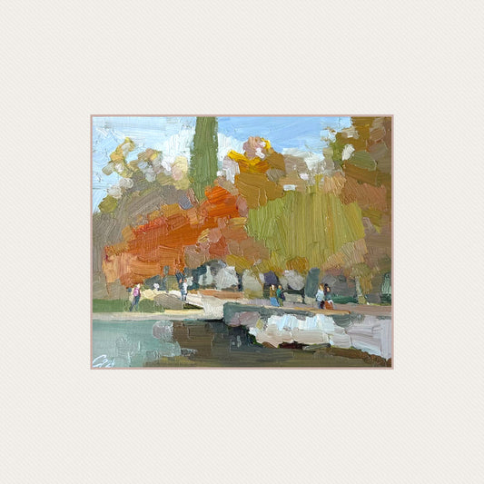 Promenade in Lutry. Hazy day, October. 11x28cm