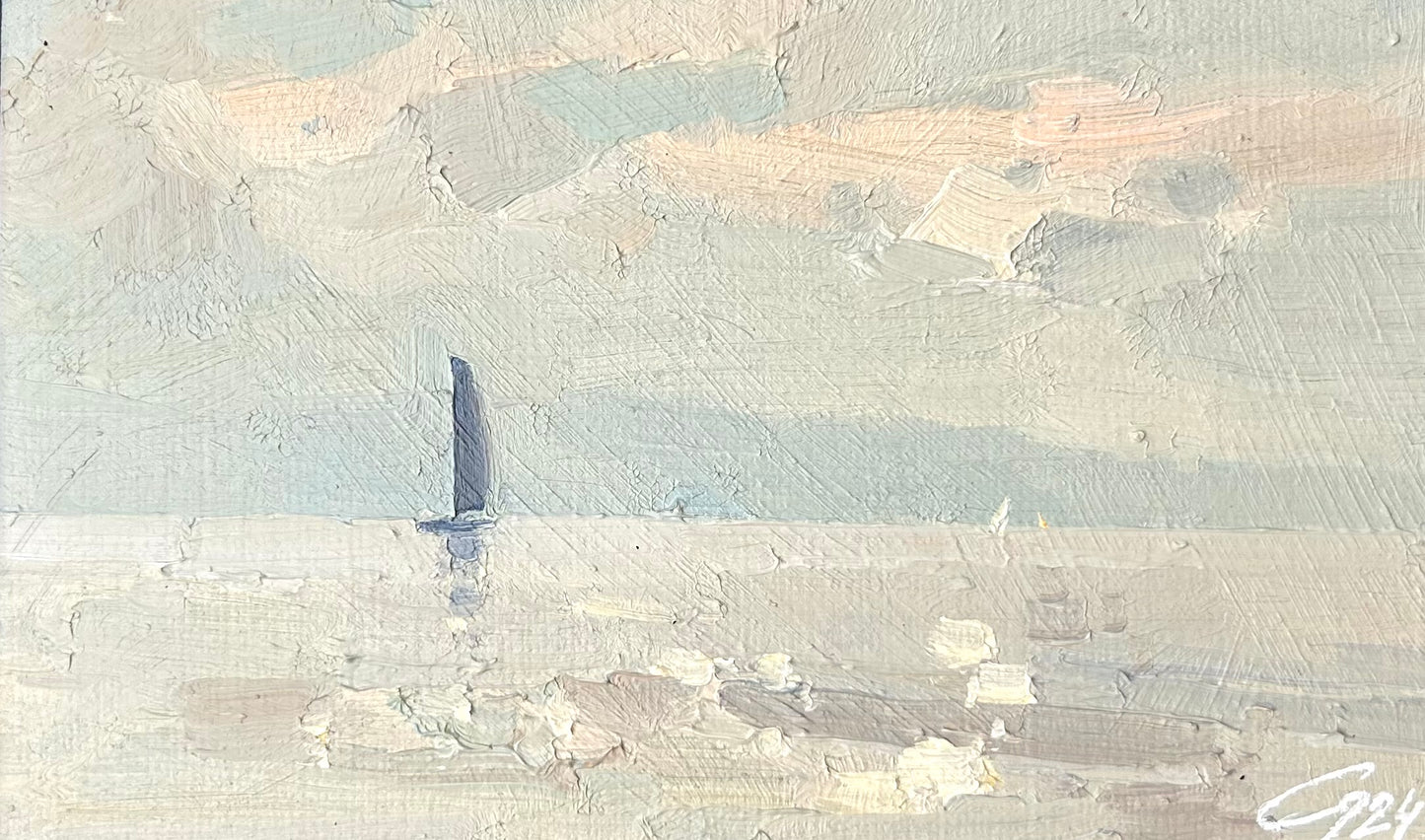 Hot summer sailing day. June. Lutry. 10x17cm