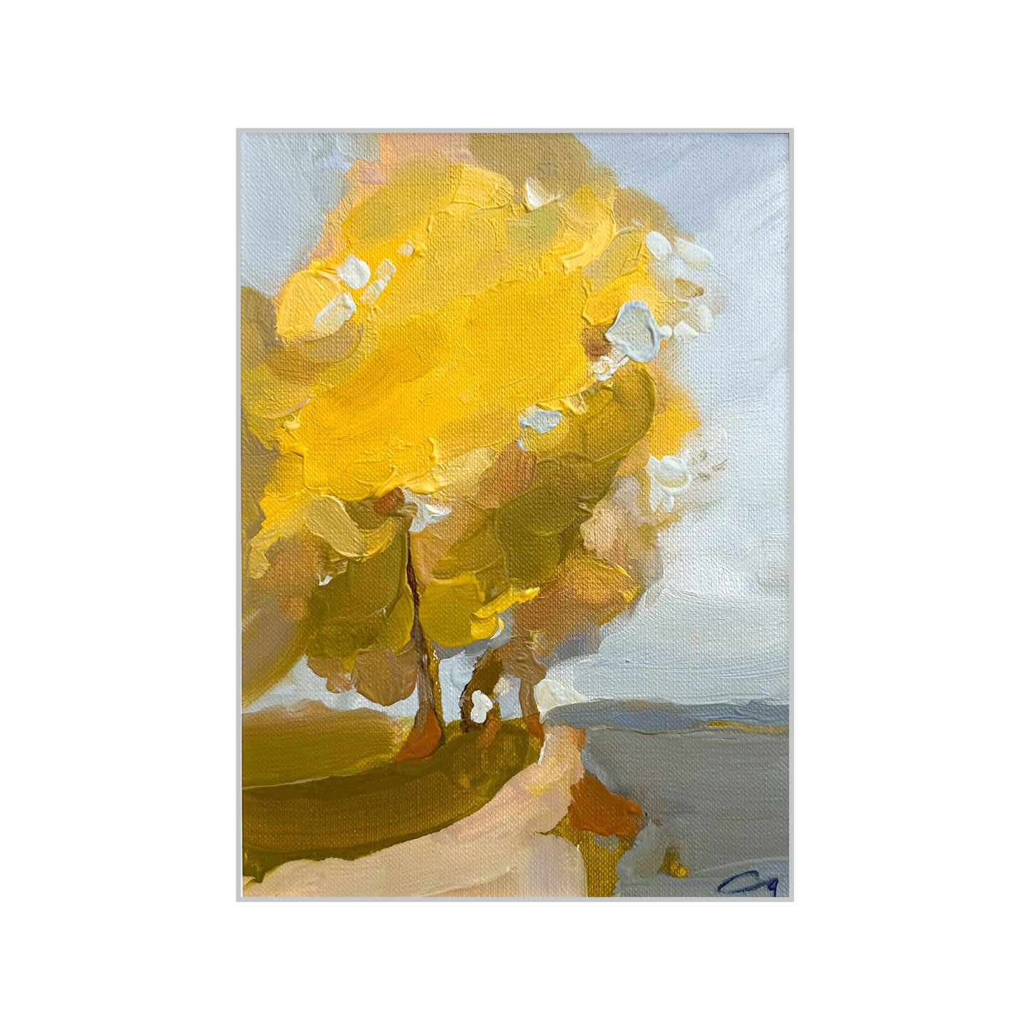 Yellow willows in Lutry plage. 13x18cm