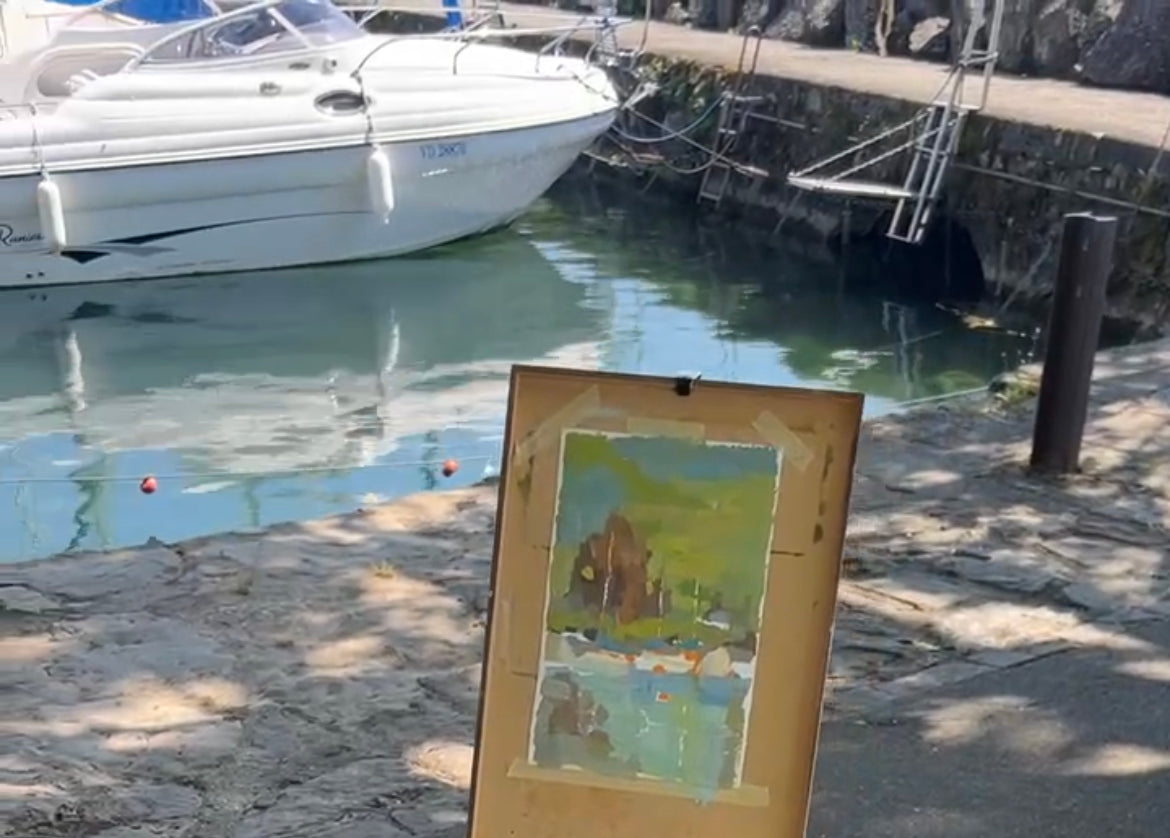 Boats in Lutry port. 18x21cm