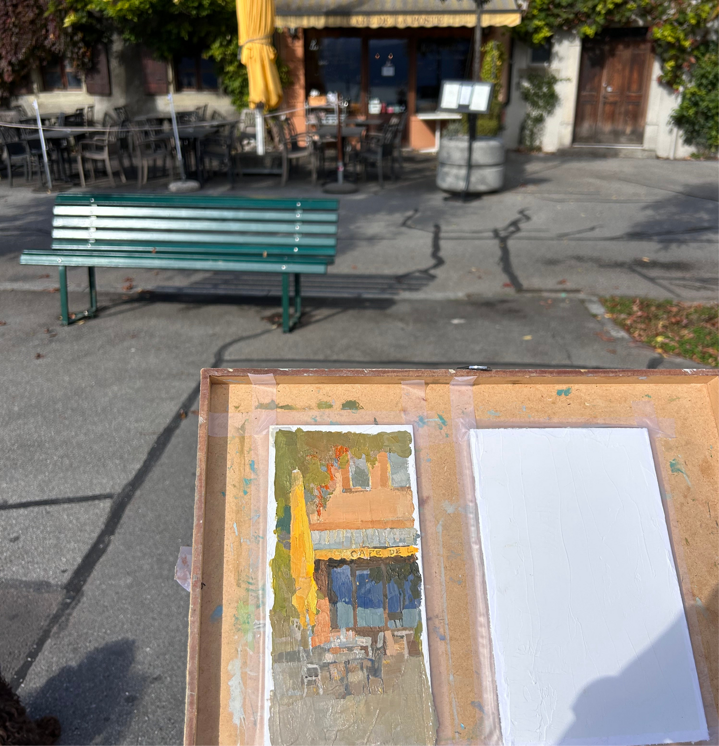 Cafe de La Poste. Lutry. 10x22cm