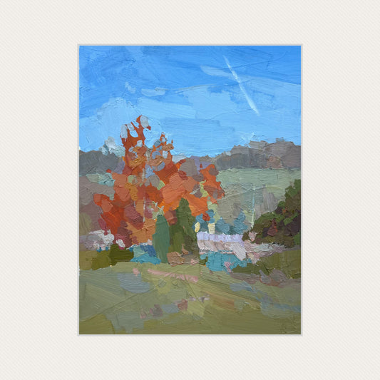 Autumn sky. La Croix. November. 15x20cm