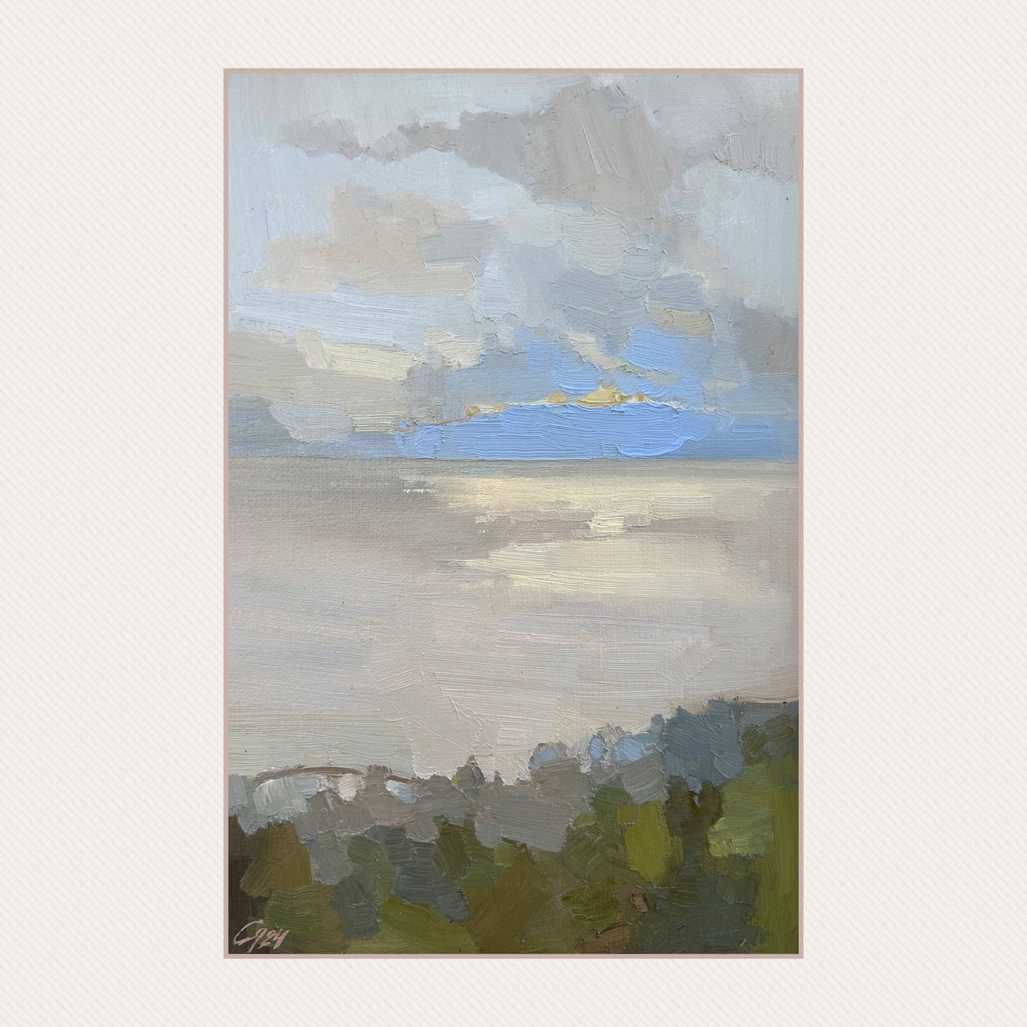 Blues of the sunset in La Croix sur Lutry. 18x28cm